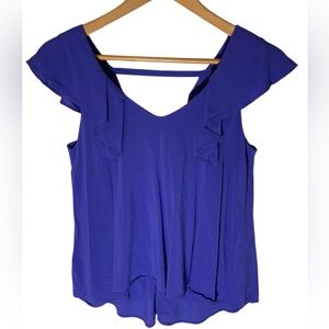 E3- BCBGeneration - Women’s XS -  Blue Flutter Sleeve Ruffled Blouse
